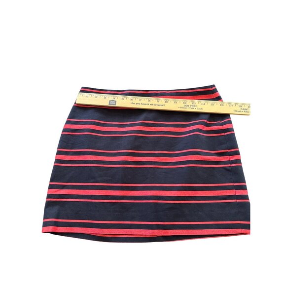 J. Crew Striped Mini Skirt Navy Red Cotton Blend Size 6 Preppy Casual Nautical - Picture 3 of 5